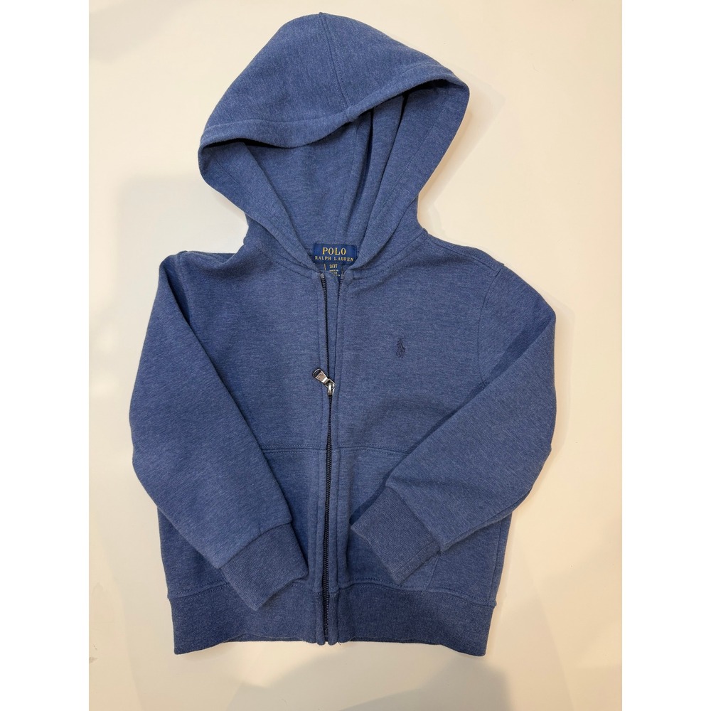 Polo Ralph Lauren Toddler Hoodie, Full Zipper, Embroidered Logo, Blue, Size 2T